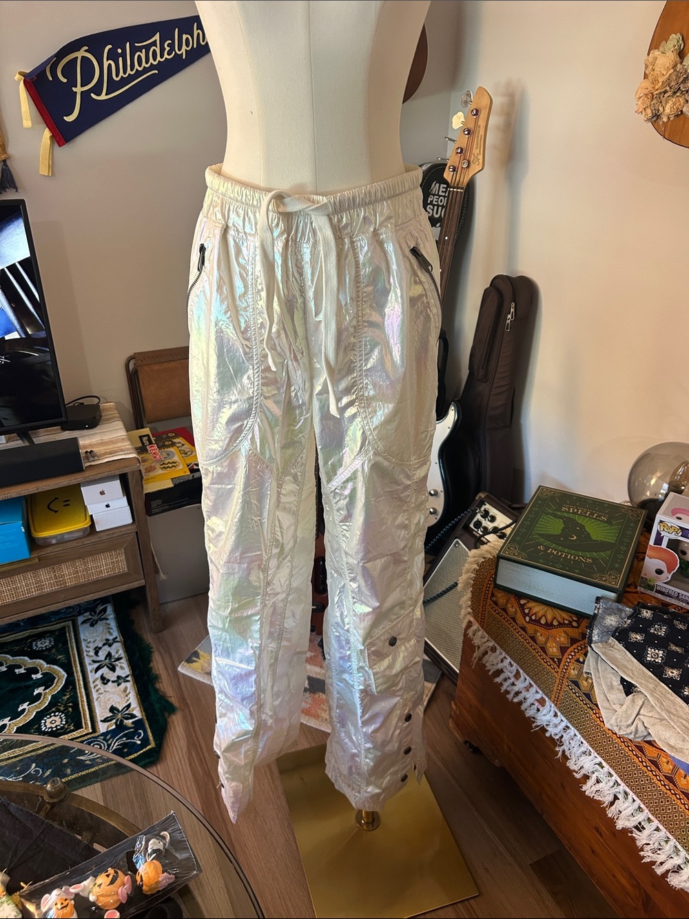 Free People Movement Iridescent Track Pants with Snap Leg Detail